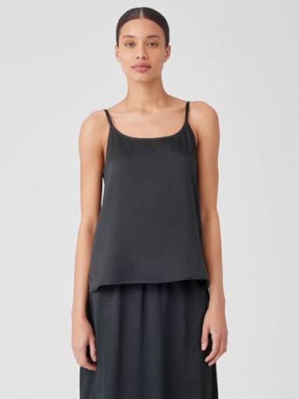 NWT  Eileen Fisher GRAPHITE Hammered Silk/Organic Cotton Cami